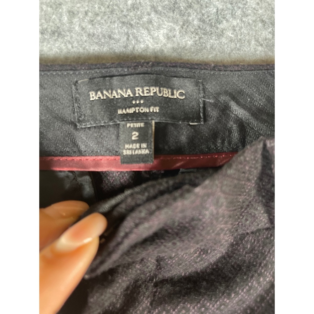 Banana Republic Hampton Fit Petite 2 Dress Pants Dark Plum Diamond Texture - Picture 2 of 7